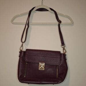 Danier Purple Leather Cross body  Shoulder Bag